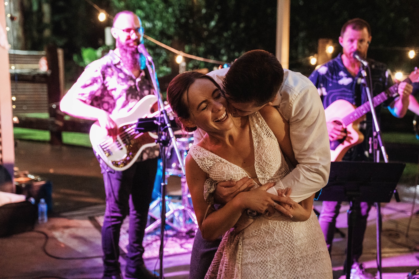 Bride and groom celebrating with HOT DAMN!