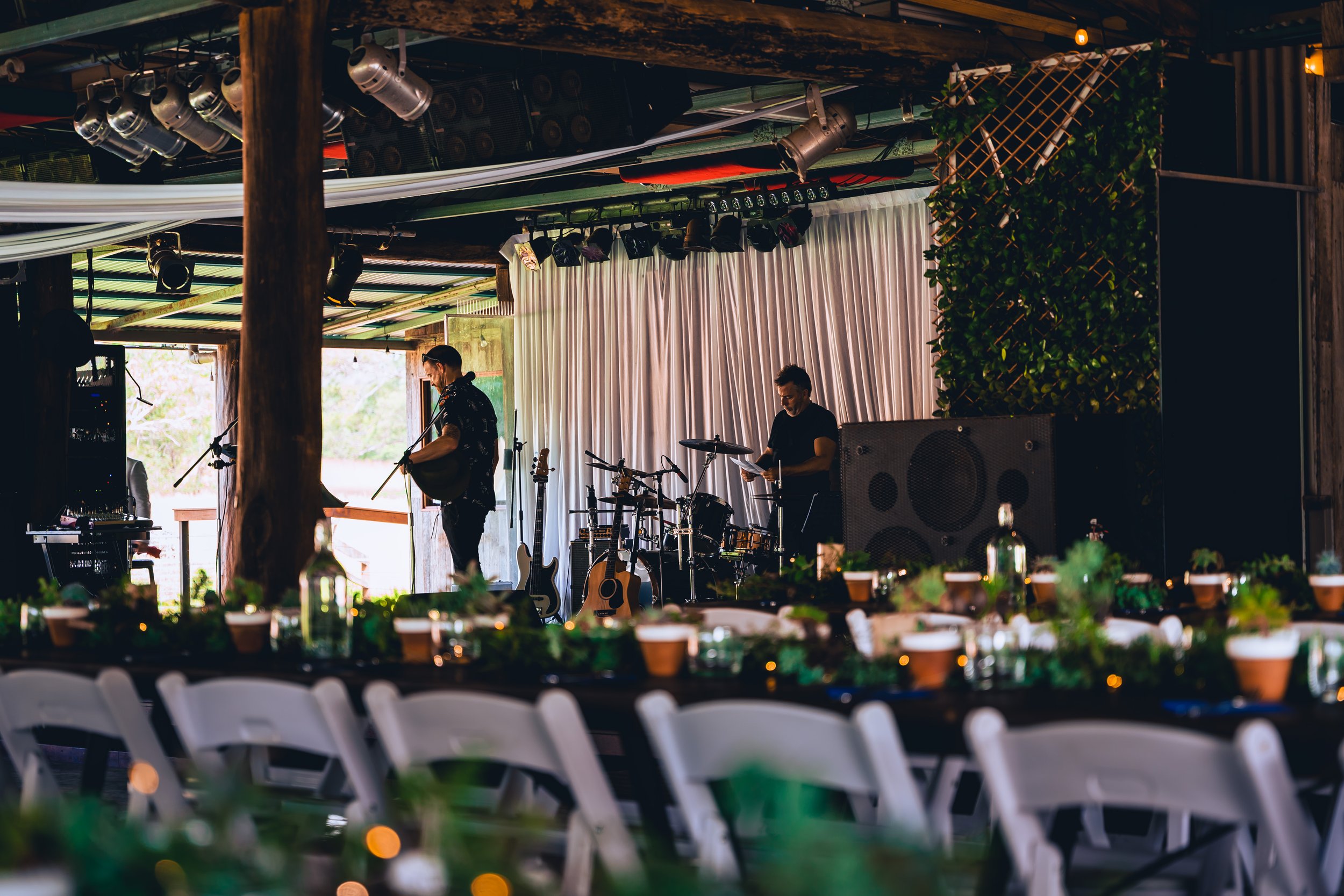 Hot Damn! Setting up their stage sound